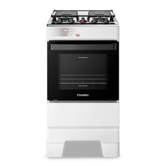 Imagem de Fogao Inox Tampa de Vidro Forno 50L Limpa Fácil Automático Esmaltec IDEAL Top Branco 4 bocas Bivolt
