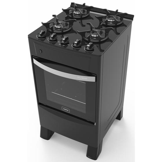 Fogão 4 Bocas Realce Eletromésticos Íris Glass Preto Mesa em Vidro – Bivolt