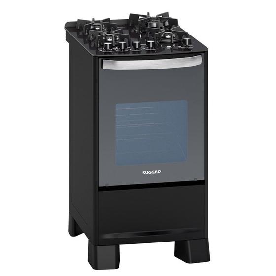 Fogão 4 Bocas Suggar Master Grill Preto Mesa em Vidro - 110v - Fgvmtg411pt