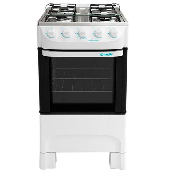 Imagem de Fogão Mueller 4 Bocas Moderatto Manual Mesa de Aço Inox Forno 48 Litros