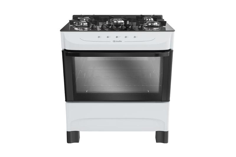 Fogão Mueller 5 Bocas com Mesa de Vidro e Acendimento Branco MFV5BB - Bivolt Imagem de Fogão Mueller 5 Bocas com Mesa de Vidro e Acendimento Branco MFV5BB - Bivolt