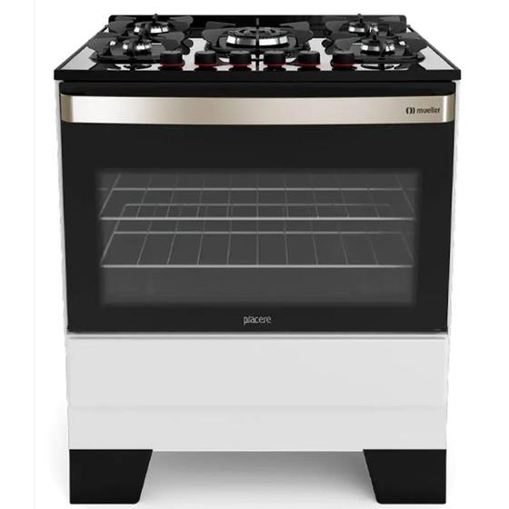 Fogão Mueller 5 Bocas Piacere Vetro com Mesa de Vidro Branco Menor preço em Fogão Mueller 5 Bocas Piacere Vetro com Mesa de Vidro Branco