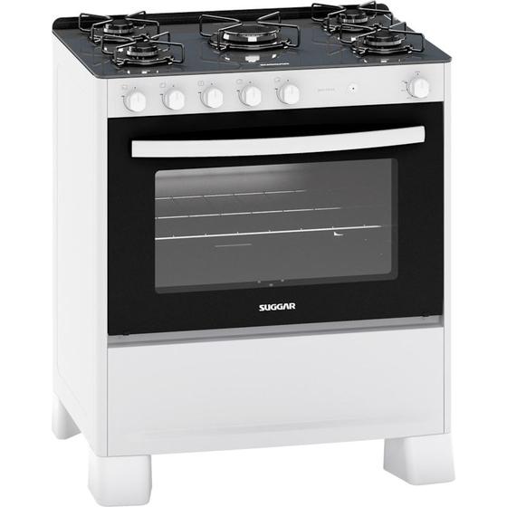 Fogão 5 Bocas Suggar Neo Cook Branco Mesa em Vidro – Bivolt – Fgv510br
