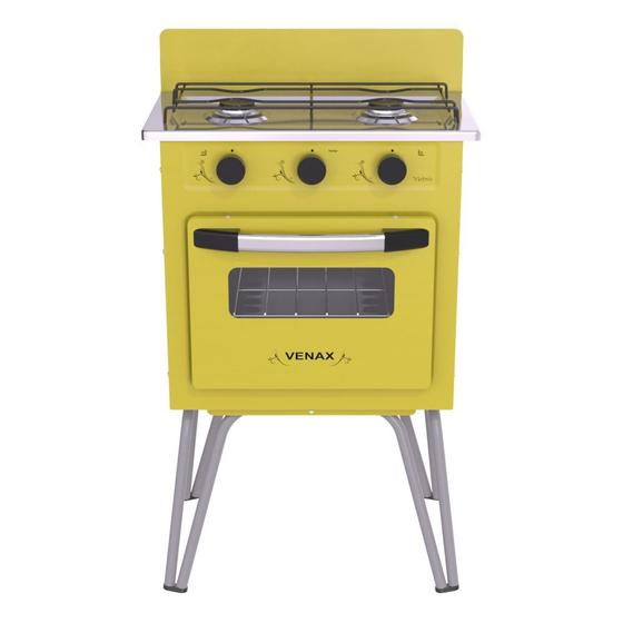 Fogão Portátil 2 Bocas Venax Gemini Vetrô Gas Glp Amarelo Menor preço em Fogão Portátil 2 Bocas Venax Gemini Vetrô Gas Glp Amarelo