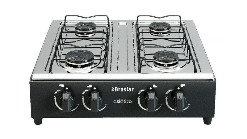 Imagem de Fogão Portátil Braslar 4 Bocas a Gás Inox Preto