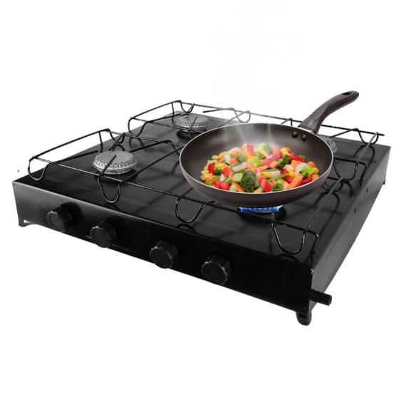 Fogão Portátil Camping Quatro Bocas a Gás de Baixa Pressão Mesa Pesca Cozinha Preto Menor preço em Fogão Portátil Camping Quatro Bocas a Gás de Baixa Pressão Mesa Pesca Cozinha Preto