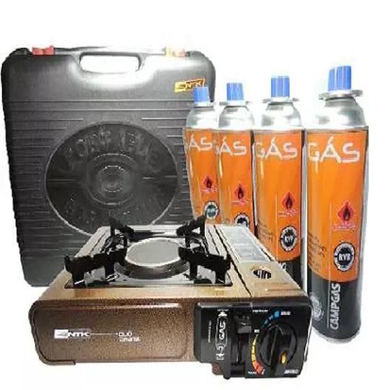 Fogão portátil nautika duo ceramik fogareiro + kit 4 gas Menor preço em Fogão portátil nautika duo ceramik fogareiro + kit 4 gas