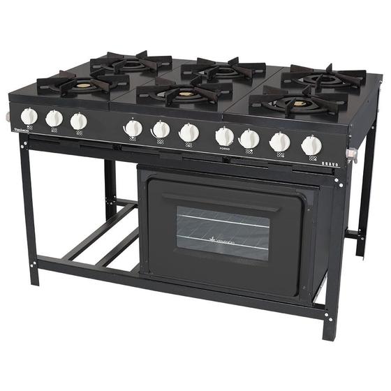 Fogão Profissional Venâncio 6 Bocas Linha Bravo com Forno Preto BR6BFPR Menor preço em Fogão Profissional Venâncio 6 Bocas Linha Bravo com Forno Preto BR6BFPR