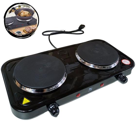 Imagem de Fogareiro Elétrico 2 Bocas 2000w Cooktop 5 Temperaturas 127V