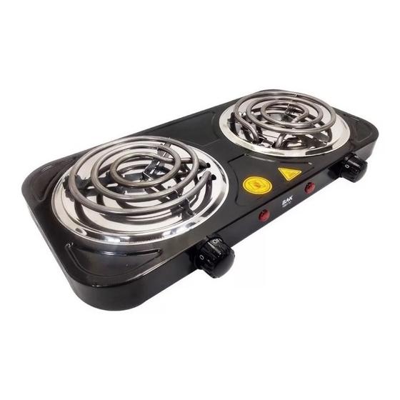 Imagem de Fogareiro Eletrico 220v Cooktop Camping 2 Bocas 2000w BAK F2B220 Preto