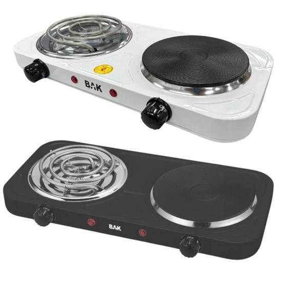 Imagem de Fogareiro Elétrico Indução 110v 2000w 2 Bocas Cooktop Branco Preto