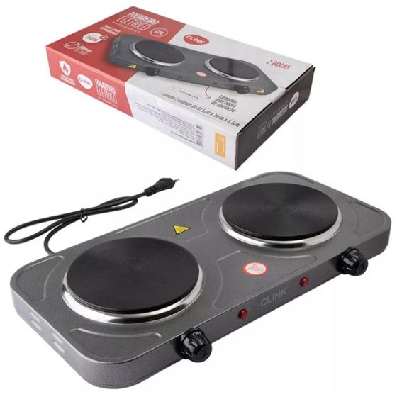 Imagem de Fogareiro Fogão Cooktop Elétrico Duas Bocas Chapa 110v Portatil 2000w