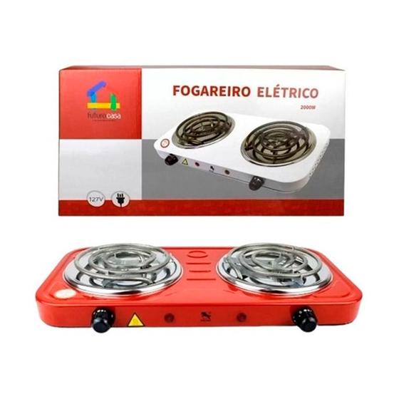 Imagem de Fogareiro Fogão Elétrico 2Bocas 2000w Portátil Color Camping