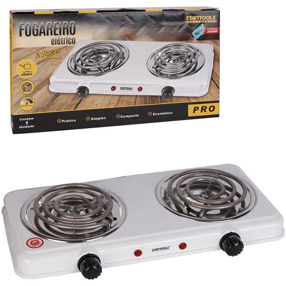 Fogareiro / fogao eletrico portatil espiral 2 boca 127v branco 2000w ...