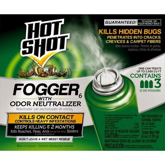 Imagem de Fogger Hot Shot Indoor com Neutralizador de Odores - Pacote com 3 (60ml cada)