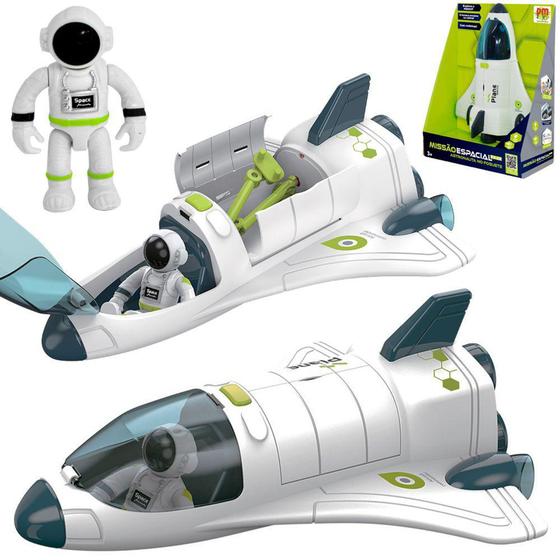 Imagem de Foguete missao espacial com boneco astronauta + som e luz a pilha na caixa - DM BRASIL