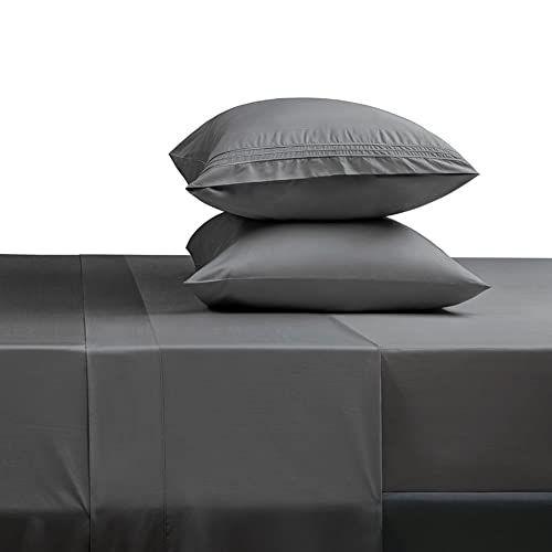 Imagem de Folha de cama SONORO KATE Conjunto Microfibra Super Macia 1800 Thread Count Luxuosas Folhas Egípcias Encaixam 18 - 24 Polegadas de bolso profundo Colchão Rugas-4 Peça (Cinza Escuro, Completo)