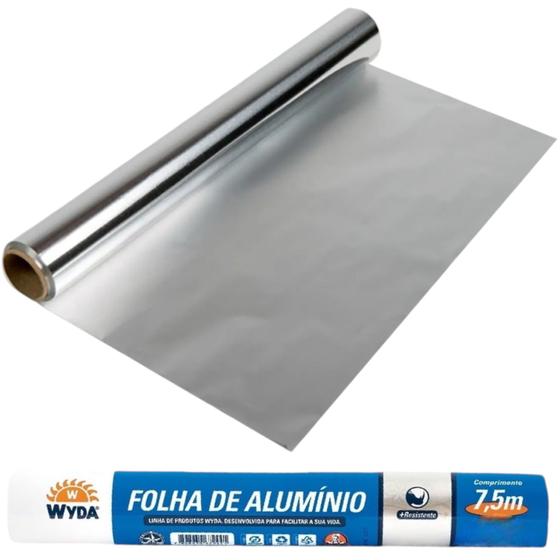 Imagem de Folha papel aluminio 30 cm 7,5 metros 1 un cozinha assados