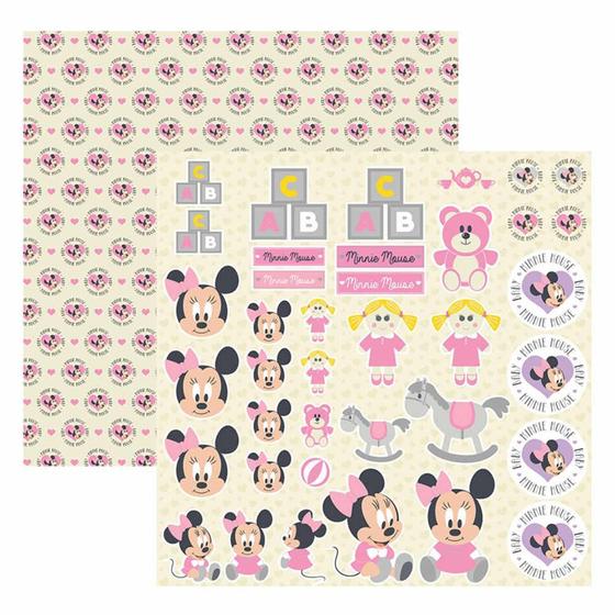 Imagem de Folha para Scrapbook Dupla Face Disney - Baby Minnie