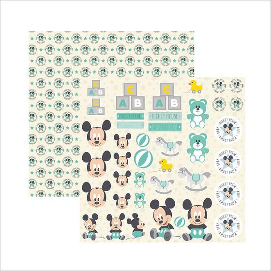 Imagem de Folha para Scrapbook Dupla Face Disney Toke e Crie Baby Mickey 2 Recortes - 19355 - SDFD039