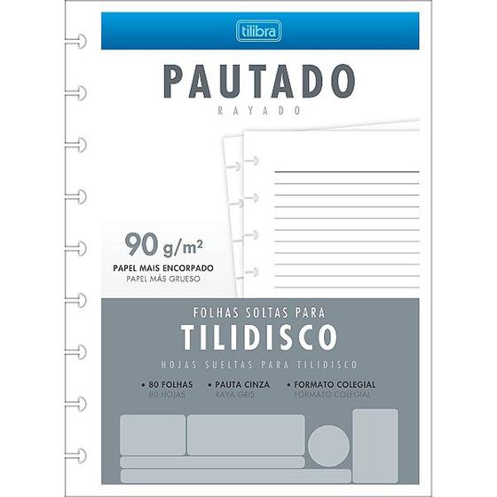 Imagem de Folha Solta Pautada para Tilidisco Tamanho Colegial