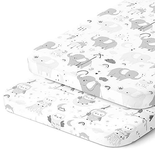 Imagem de Folhas de berço sleeper bedside para 20x35 Polegadas Grande Almofada de Colchão Grande - Snuggly Soft 100% Jersey Cotton Fitted Baby Sheets  2 Pack