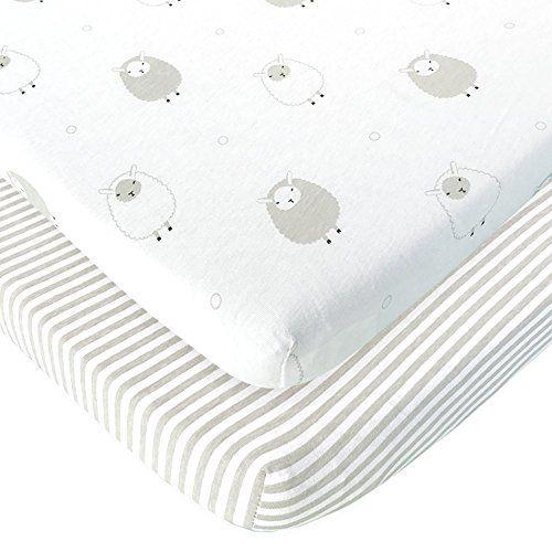 Imagem de Folhas equipadas com berço para bebê ao lado de Dreamer Bedside Sleeper e Chicco Next2Me  Encaixa 20 x 33 Colchão  Snuggly Soft Jersey Cotton  Cinza  2 Pacote