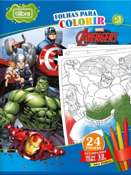 Imagem de Folhas Para Colorir Grande Com Giz de Cera Avengers Tilibra