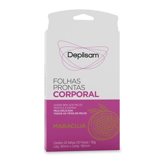 Imagem de Folhas Prontas Corporal Depilsam Maracujá 10 Pares