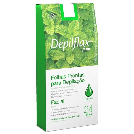 Imagem de Folhas prontas faciais depilflax hortela com 24 unidades