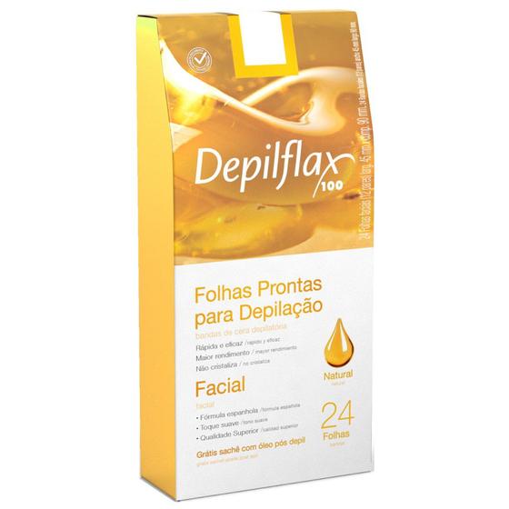 Imagem de Folhas prontas faciais depilflax natural com 24 unidades