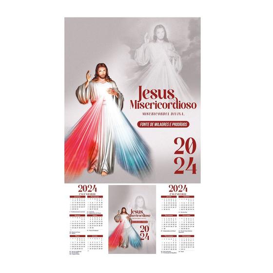Imagem de Folhinha Calendário de Parede Jesus Misericordioso 2024