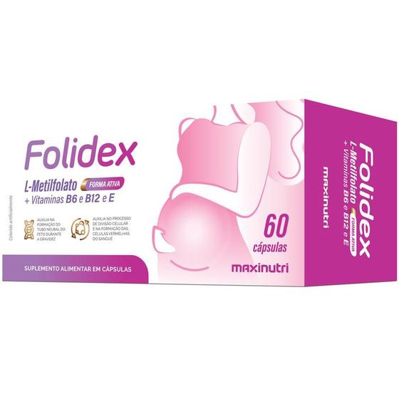 Folidex L-Metilfolato + Vitaminas B6 B12 e E 60 Cápsulas Maxinutri Menor preço em Folidex L-Metilfolato + Vitaminas B6 B12 e E 60 Cápsulas Maxinutri