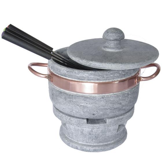 Fondue De Pedra Sabão Rechaud + Panela 700 ML Menor preço em Fondue De Pedra Sabão Rechaud + Panela 700 ML