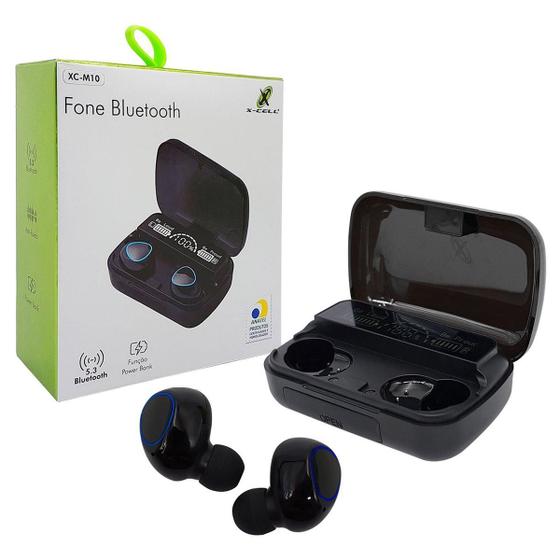 Imagem de Fone Bluetooth 5.3 X-Cell, Função Power Bank 800Mah, Visor