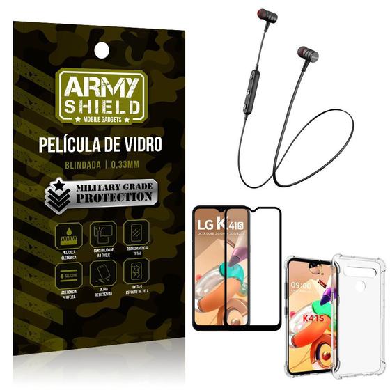 Imagem de Fone Bluetooth HS-615 LG K41s + Capinha Anti Impacto + Película 3D - Armyshield