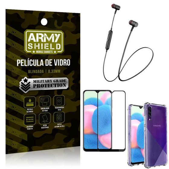 Imagem de Fone Bluetooth HS-615 Samsung A30S + Capinha Anti Impacto + Película 3D - Armyshield