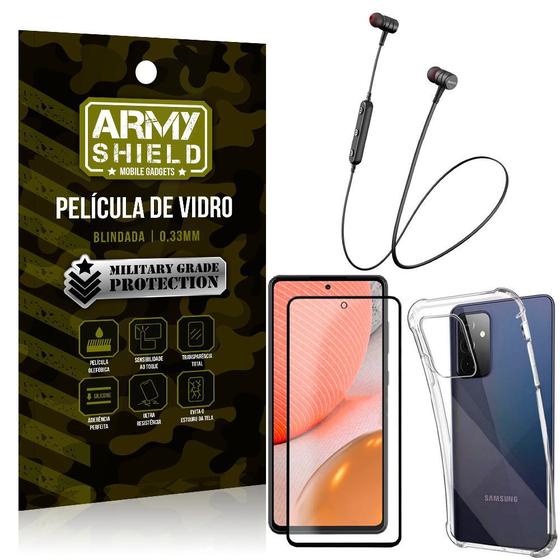 Imagem de Fone Bluetooth HS-615 Samsung A72 + Capinha Anti Impacto + Película 3D - Armyshield