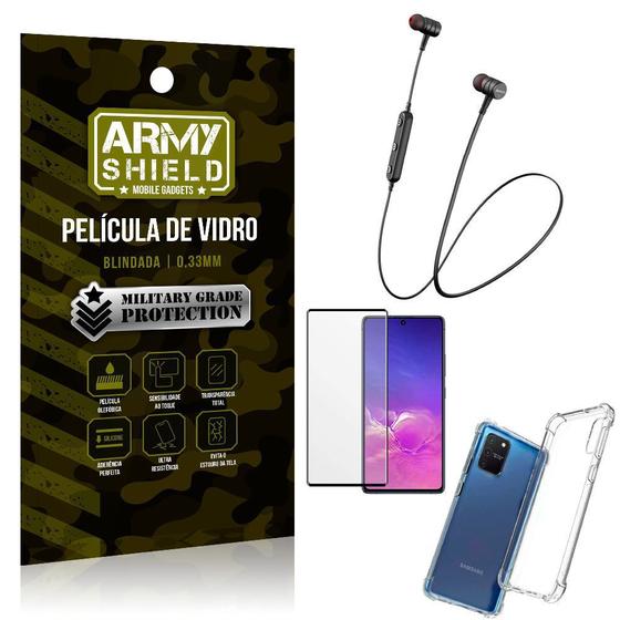 Imagem de Fone Bluetooth HS-615 Samsung S10 Lite + Capinha Anti Impacto + Película 3D - Armyshield