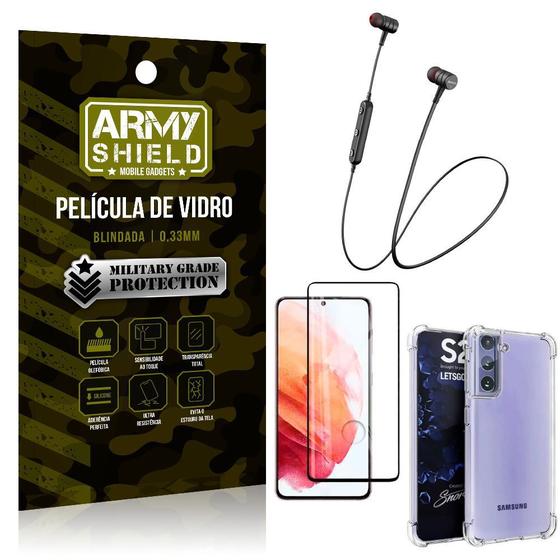 Imagem de Fone Bluetooth HS-615 Samsung S21 Plus + Capinha Anti Impacto + Película 3D - Armyshield