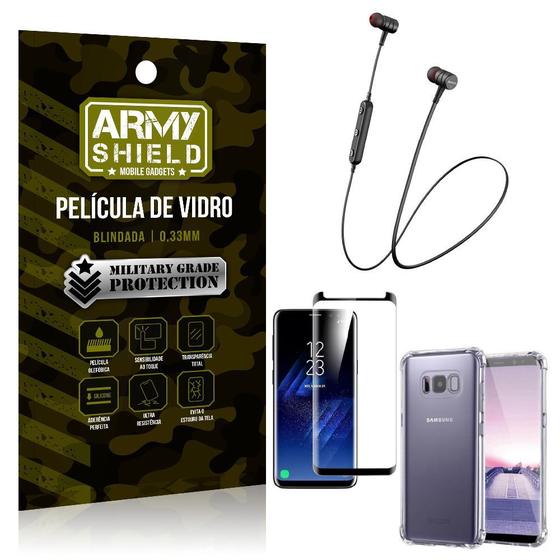 Imagem de Fone Bluetooth HS-615 Samsung S8 + Capinha Anti Impacto + Película 3D - Armyshield
