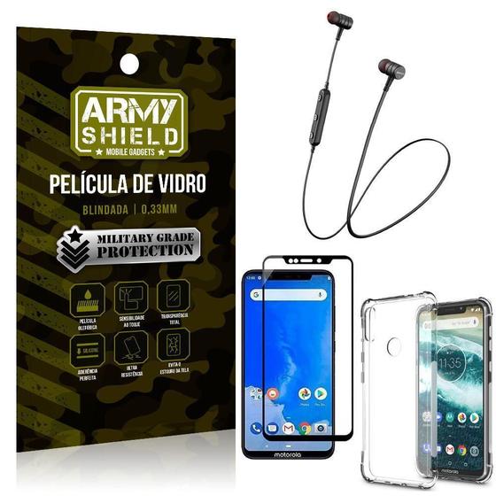 Imagem de Fone Bluetooth Hs615 Moto One+Capinha Anti Shock+Película 3D