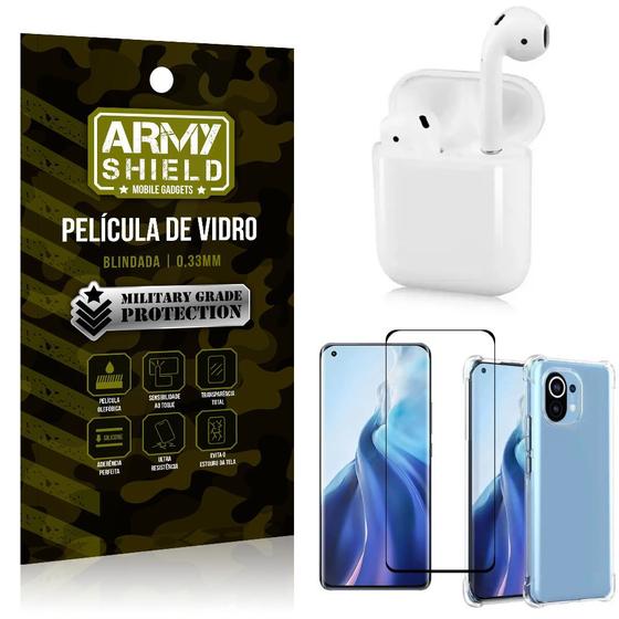 Imagem de Fone Bluetooth LY-122 Mi 11 Lite + Capinha Anti Impacto + Película 3D - Armyshield