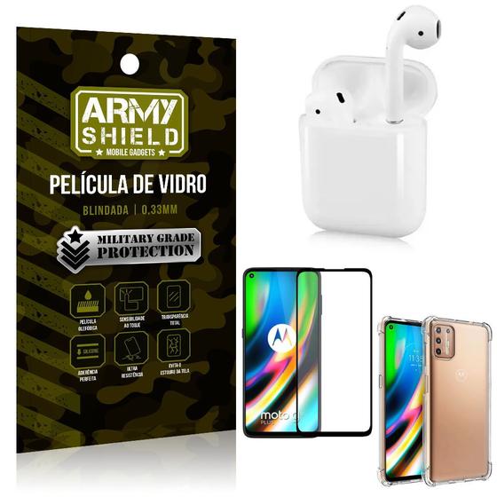 Imagem de Fone Bluetooth LY-122 Moto G9 Plus + Capinha Anti Impacto + Película 3D - Armyshield