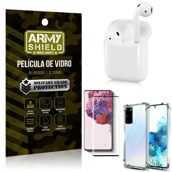 Imagem de Fone Bluetooth LY-122 Samsung S20 Plus + Capinha Anti Impacto + Película 3D - Armyshield