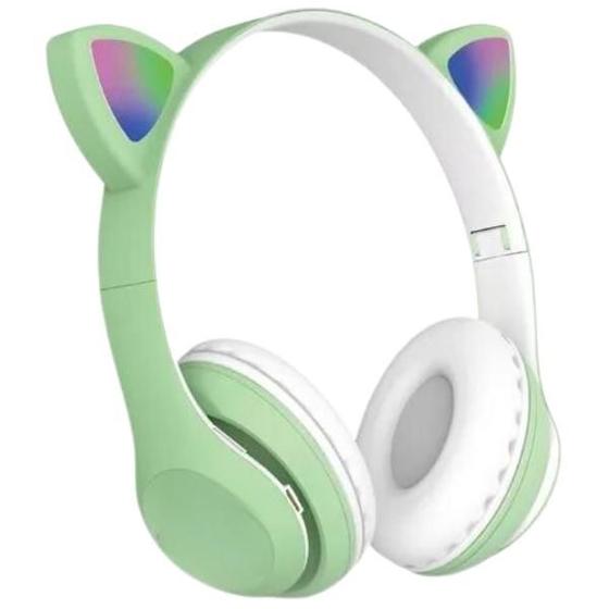 Imagem de Fone Bluetooth Orelha De Gato Led Colorido (VERDE)