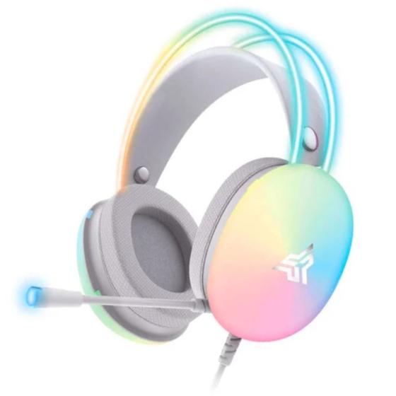 Imagem de Fone com microfone Headset Gamer com Microfone Branco com Led RGB KNUP FN635