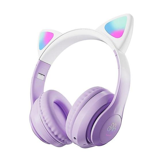 Imagem de Fone de ouvido Bluetooth Cat Wireless com cor de gradiente de luz LED