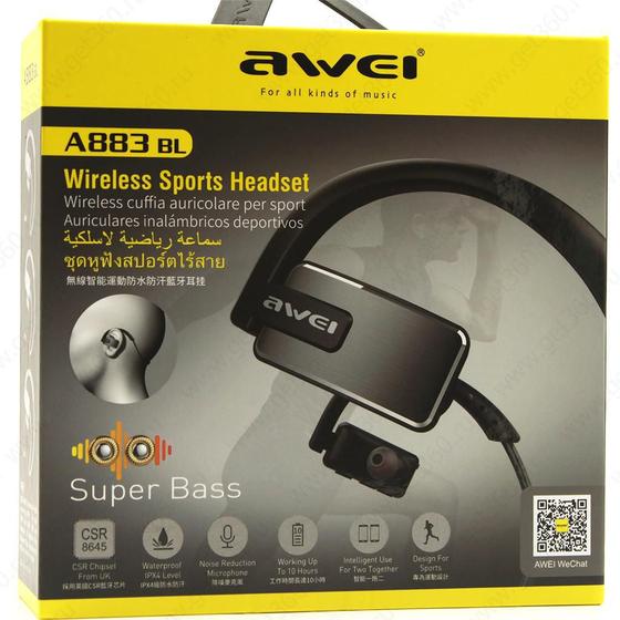Fone De Ouvido Bluetooth Esportivo Awei A883bl IPX4 8 horas de Batreria Menor preço em Fone De Ouvido Bluetooth Esportivo Awei A883bl IPX4 8 horas de Batreria