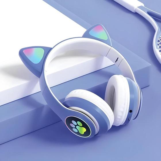 Imagem de Fone De Ouvido Bluetooth Headphone Orelha Gatinho RGB